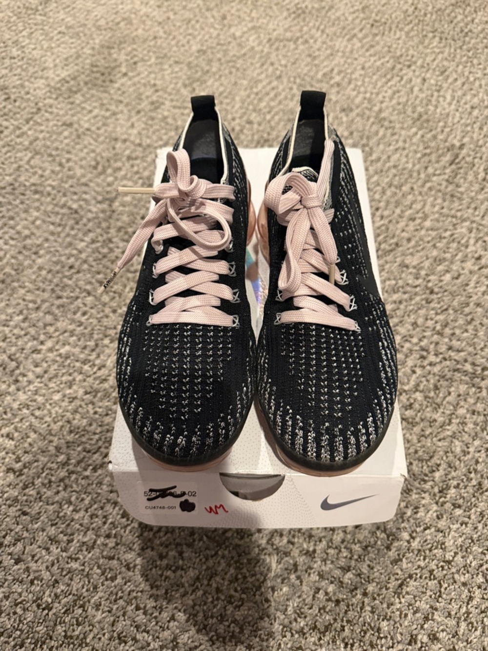 Nike Women’s Black Knit Sneakers with Light Pink Laces